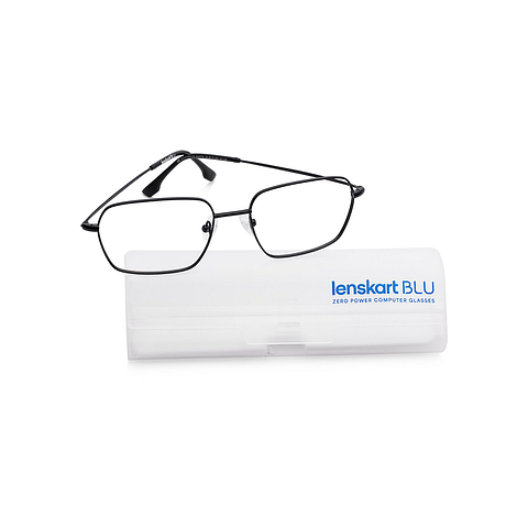 Lenskart BLU Screen Glasses Blue Block Zero Power Screen Glasses : Black Full Rim RectangleLenskart Blu LB E17375-C2 left side