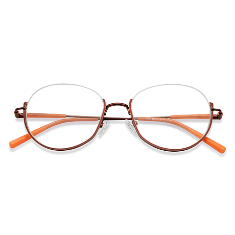 Lenskart Studio Online Dark Brown Half Rim Round left side