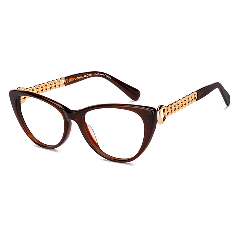 John Jacobs Dark Brown Full Rim Cat Eye left side