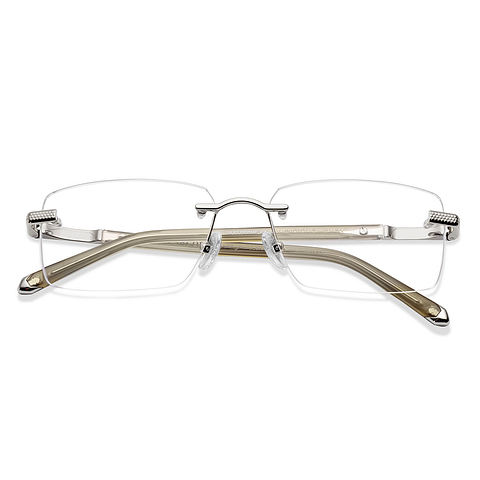 John Jacobs Silver Rimless Rectangle left side