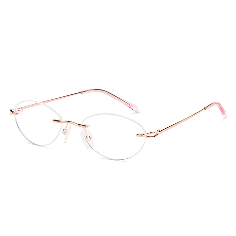 Lenskart Rose Gold Rimless Oval left side
