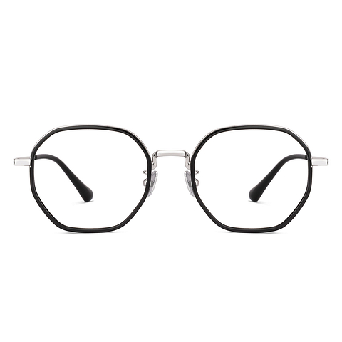 Lenskart Silver/Matte Black Full Rim Geometric right side