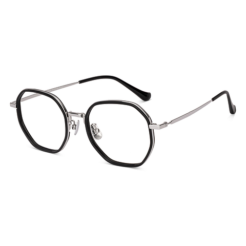 Lenskart Silver/Matte Black Full Rim Geometric right side