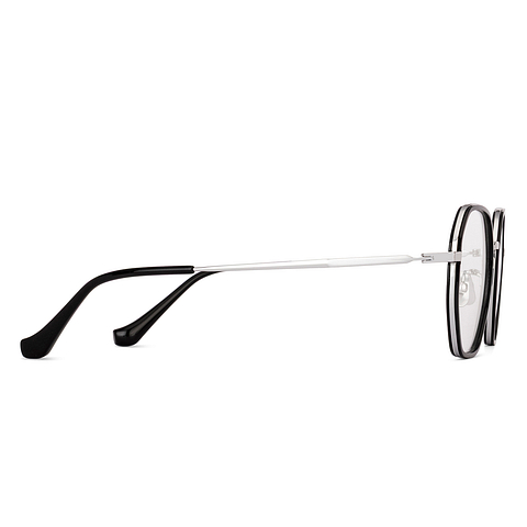 Lenskart Silver/Matte Black Full Rim Geometric left side