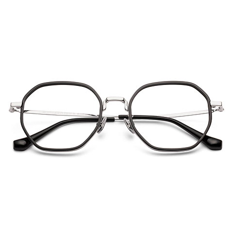 Lenskart Silver/Matte Black Full Rim Geometric left side