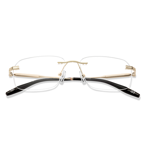 Lenskart STUDIO Gold Rimless Square left side