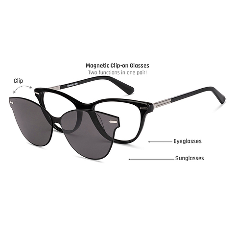 Buy Grey Black Full Rim Cateye Lenskart Clip On LK E17679ME