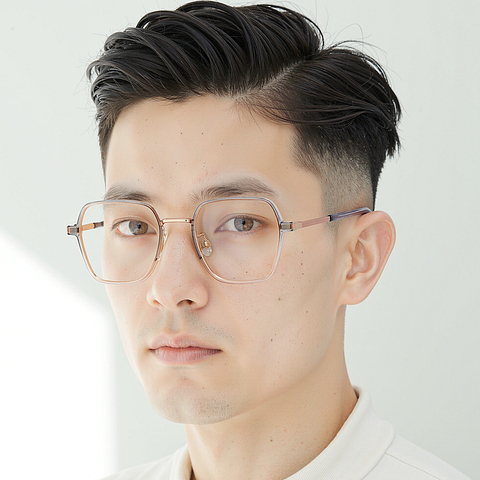 Lenskart Air Rose Gold Full Rim Geometric right side