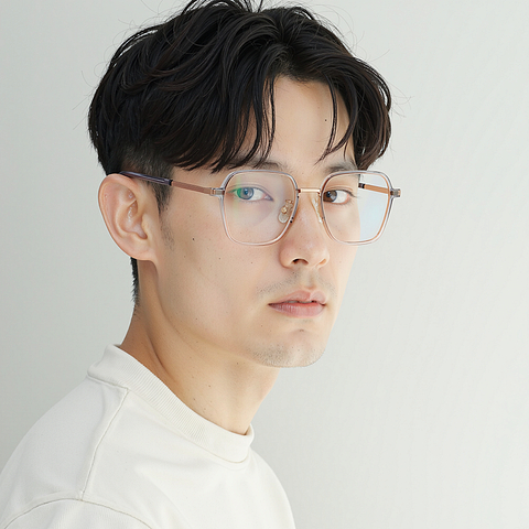 Lenskart Air Rose Gold Full Rim Geometric left side
