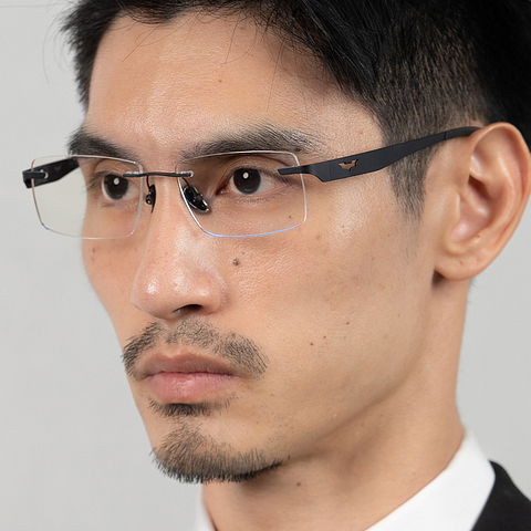 Lenskart Matte Black Rimless Rectangle left side