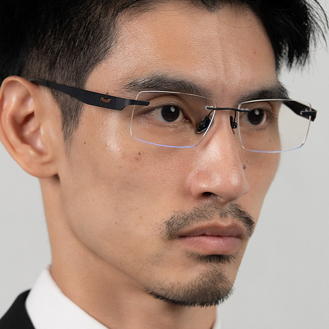 Lenskart Matte Black Rimless Rectangle left side