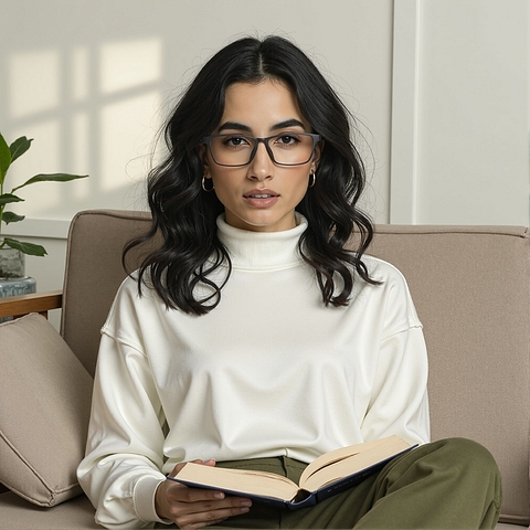 Lenskart Air Light Gray Full Rim Rectangle right side