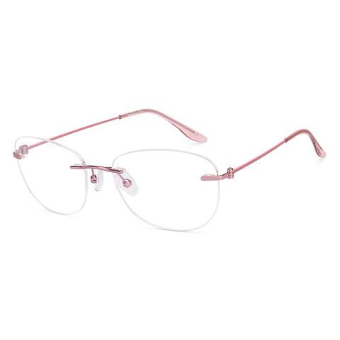 Lenskart Air Pink Transparent Rimless Round left side Lenskart Air Pink Transparent Rimless Round left side