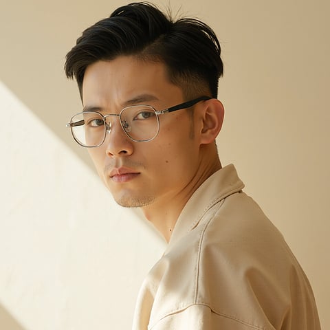 Lenskart Mid Gunmetal Full Rim Geometric left side