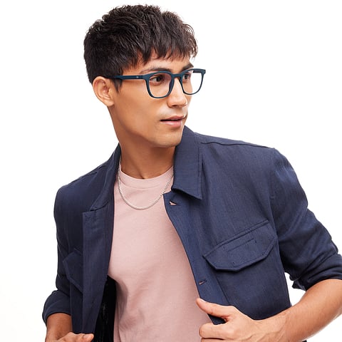 Lenskart Hustlr Screen Glasses Blue Block Zero Power Screen Glasses : Navy Full Rim Square Lenskart HUSTLR LB E14058-W C34 right side