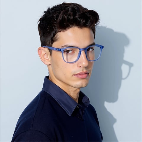 Lenskart Hustlr READERS Ocean Blue Full Rim Square left side