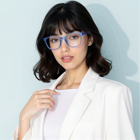 Lenskart Hustlr READERS Ocean Blue Full Rim Square right side