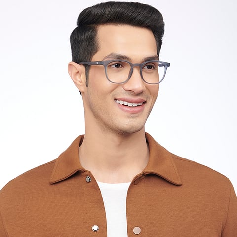 Lenskart Hustlr Screen Glasses Blue Block Zero Power Screen Glasses : Grey Full Rim Square Lenskart HUSTLR LB E14058-W C39 right side