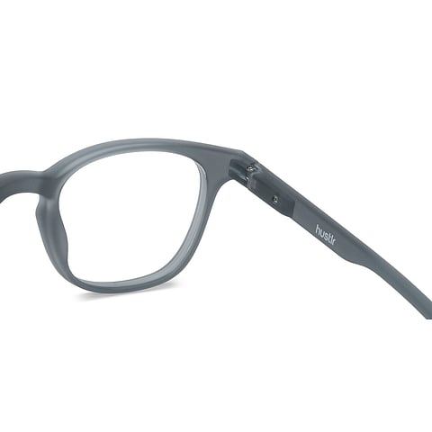 Lenskart Hustlr Screen Glasses Blue Block Zero Power Screen Glasses : Grey Stone Full Rim Square Lenskart HUSTLR LB E14058-N C2 left side