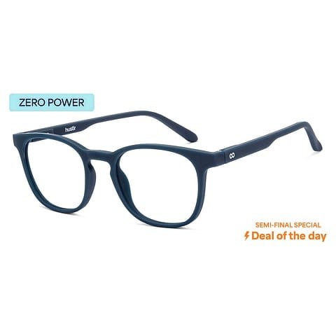Lenskart Hustlr Screen Glasses Blue Block Zero Power Screen Glasses : Navy Full Rim Square Lenskart HUSTLR LB E14058-W C34 right side
