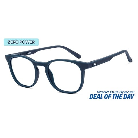Lenskart Hustlr Screen Glasses Blue Block Zero Power Screen Glasses : Navy Full Rim Square Lenskart HUSTLR LB E14058-W C34 left side