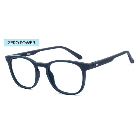 Lenskart Hustlr Screen Glasses Blue Block Zero Power Screen Glasses : Navy Full Rim Square Lenskart HUSTLR LB E14058-W C34 left side