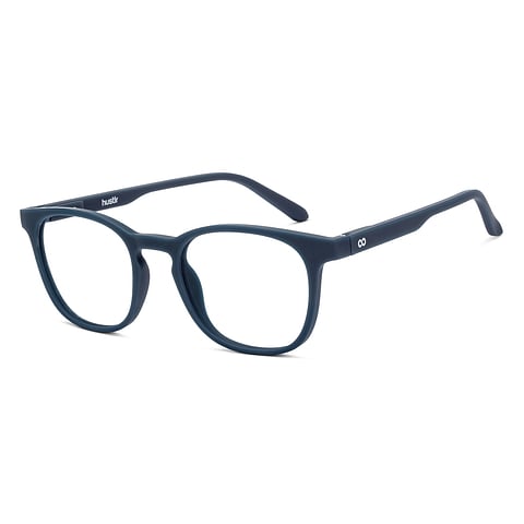 Lenskart Hustlr Screen Glasses Blue Block Zero Power Screen Glasses : Navy Full Rim Square Lenskart HUSTLR LB E14058-W C34 right side