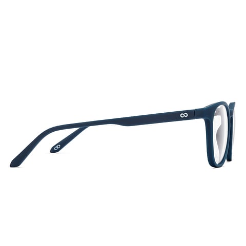 Lenskart Hustlr Screen Glasses Blue Block Zero Power Screen Glasses : Navy Full Rim Square Lenskart HUSTLR LB E14058-W C34 left side