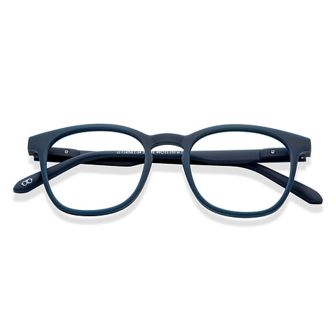 Lenskart Hustlr Screen Glasses Blue Block Zero Power Screen Glasses : Navy Full Rim Square Lenskart HUSTLR LB E14058-W C34 left side