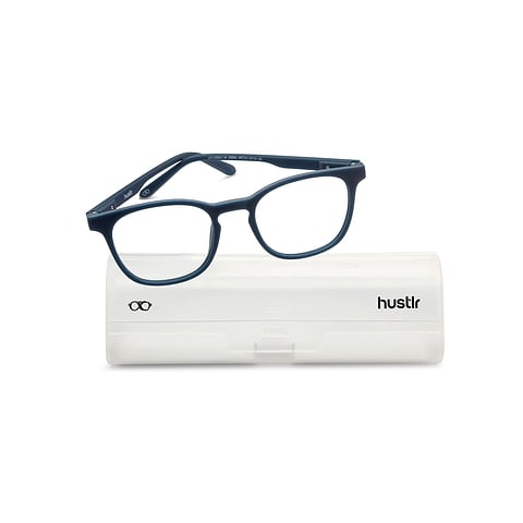 Lenskart Hustlr Screen Glasses Blue Block Zero Power Screen Glasses : Navy Full Rim Square Lenskart HUSTLR LB E14058-W C34 left side