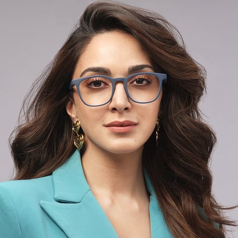 Lenskart Hustlr Screen Glasses Blue Block Zero Power Screen Glasses : Navy Full Rim Square Lenskart HUSTLR LB E14058-W C34 left side