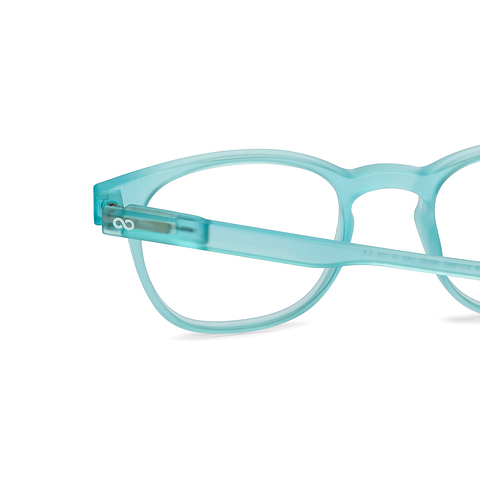 Lenskart Hustlr Screen Glasses Blue Block Zero Power Screen Glasses : Turquoise Full Rim Square Lenskart HUSTLR LB E14058-XW C53 left side