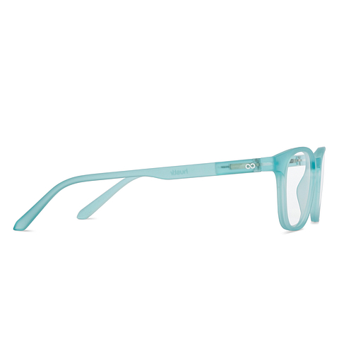 Lenskart Hustlr Screen Glasses Blue Block Zero Power Screen Glasses : Turquoise Full Rim Square Lenskart HUSTLR LB E14058-W C52 left side