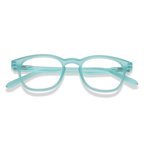 Lenskart Hustlr Screen Glasses Blue Block Zero Power Screen Glasses : Turquoise Full Rim Square Lenskart HUSTLR LB E14058-W C52 left side