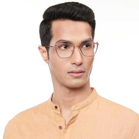Lenskart Studio Online Pink Half Rim Geometric left side
