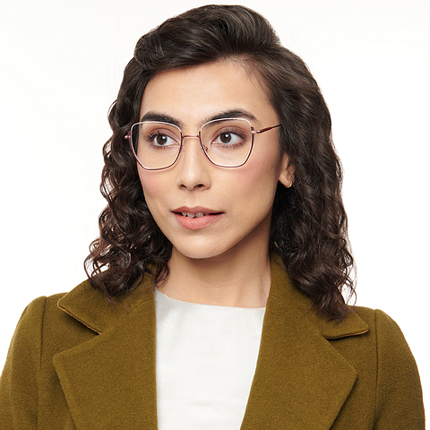 Lenskart Studio Online Pink Half Rim Geometric left side