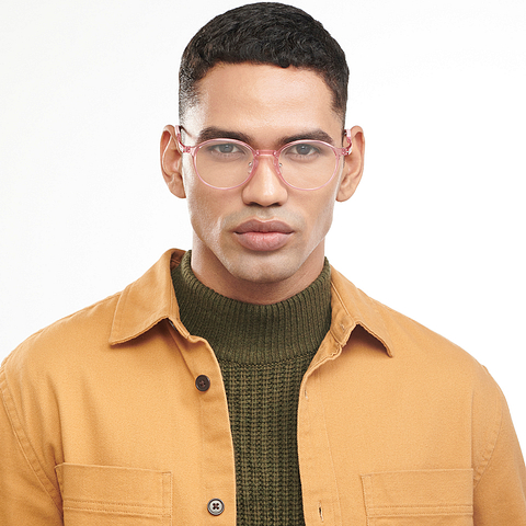 Lenskart Air Pink Transparent Full Rim Round left side