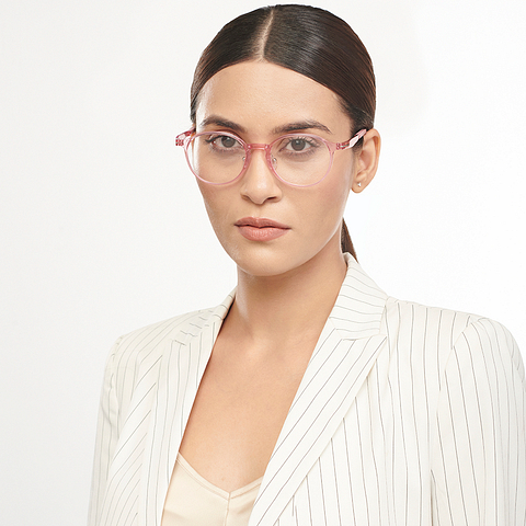 Lenskart Air Pink Transparent Full Rim Round left side