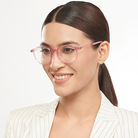 Lenskart Air Pink Transparent Full Rim Round right side