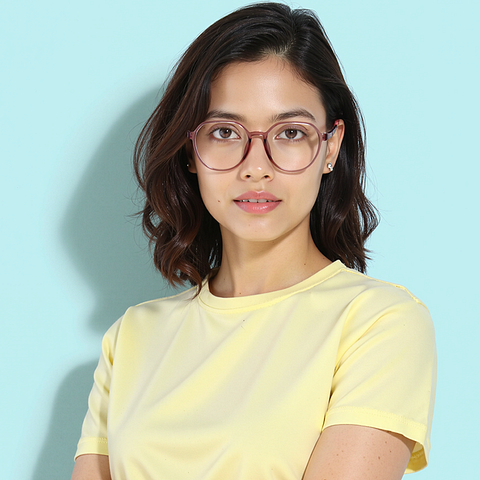 Lenskart Air Online Pink Transparent Full Rim Round right side