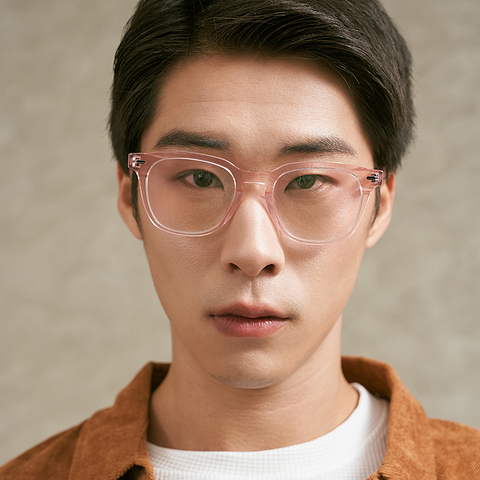 Lenskart Pink Transparent Full Rim Round left side
