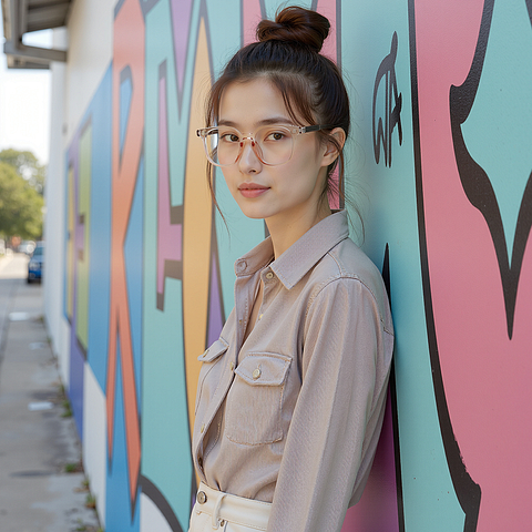 Lenskart Air Pink Transparent Full Rim Square right side
