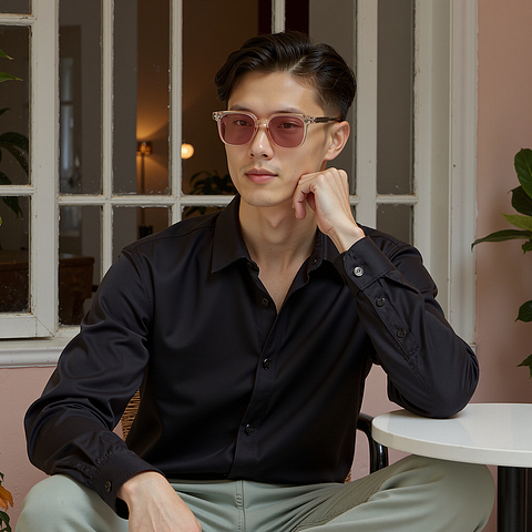 Lenskart Air Pink Transparent Full Rim Square left side