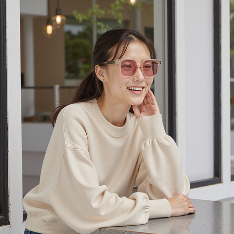 Lenskart Air Pink Transparent Full Rim Square right side