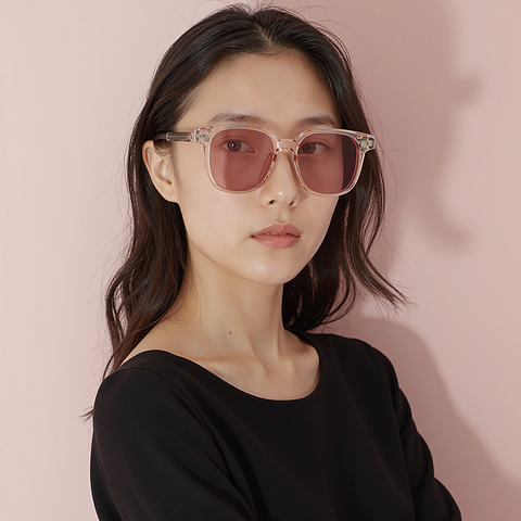Lenskart Air Pink Transparent Full Rim Square left side