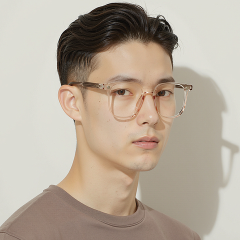 Lenskart Air Pink Transparent Full Rim Square left side