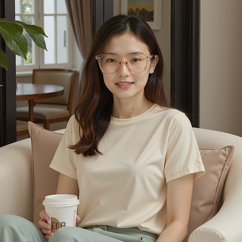 Lenskart Air Pink Transparent Full Rim Square right side