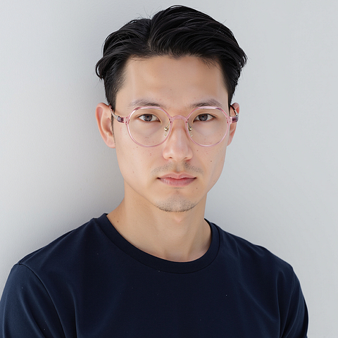 Lenskart Pink Transparent Full Rim Round left side