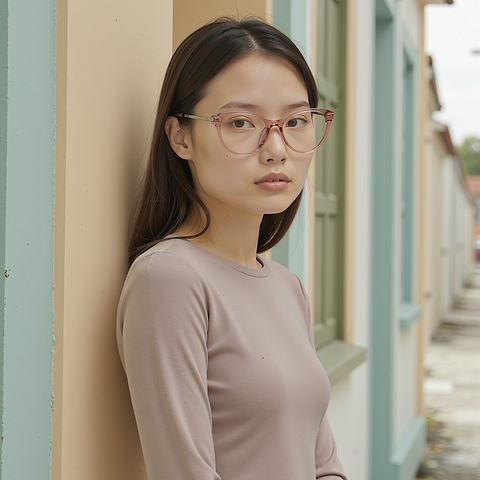 Lenskart Pink Transparent Full Rim Cat Eye left side
