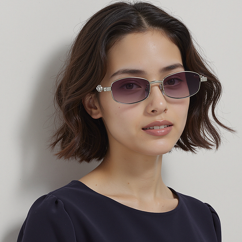 Lenskart STUDIO Silver Full Rim Geometric left side